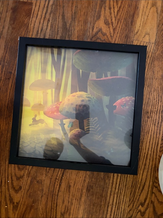 Other - Framed Mushroom Forest Wall Art - Black Frame, Multicolor Print